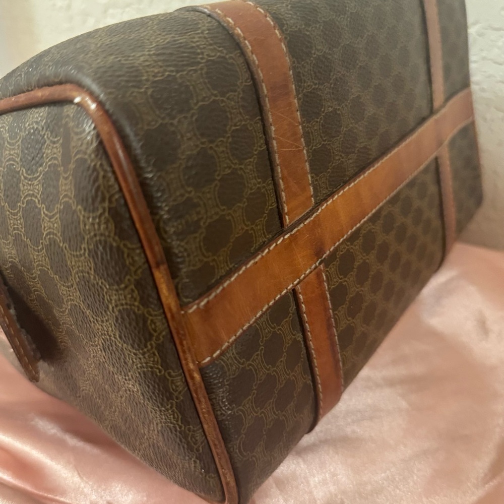 Celine Brown Monogram Canvas Bowling Satchel with Cognac Trim - Picture 4 of 13